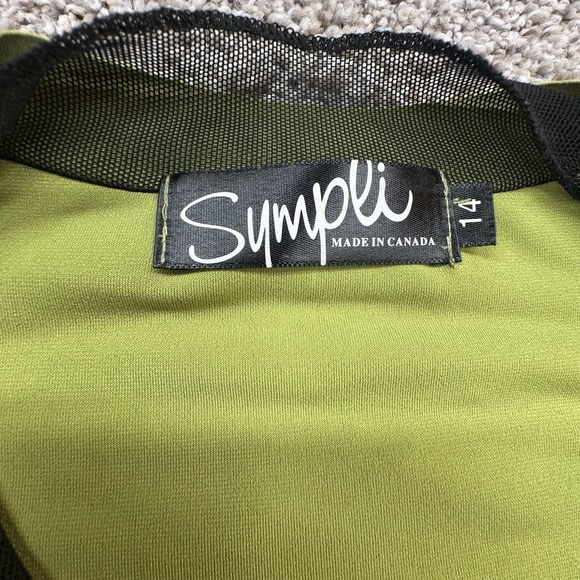 Sympli Fuzzy Tunic Zipper Cardigan Multi Fabrics Green/Black Zippered Pockets 14 - Picture 2 of 7